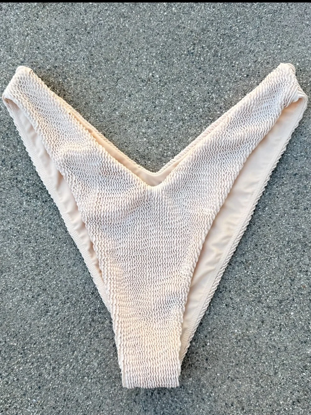 Lovers + Friends Devaney Smocked Cheeky V Cut Bikini Bottoms Cream Size XL
